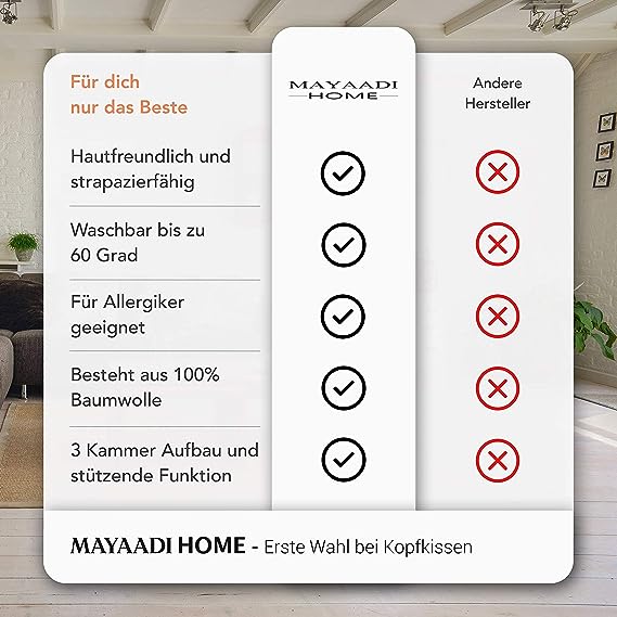 MA15 Kopfkissen 15% Daunen 85% Federn Daunenkissen Federkissen 80x80 cm 1500 g