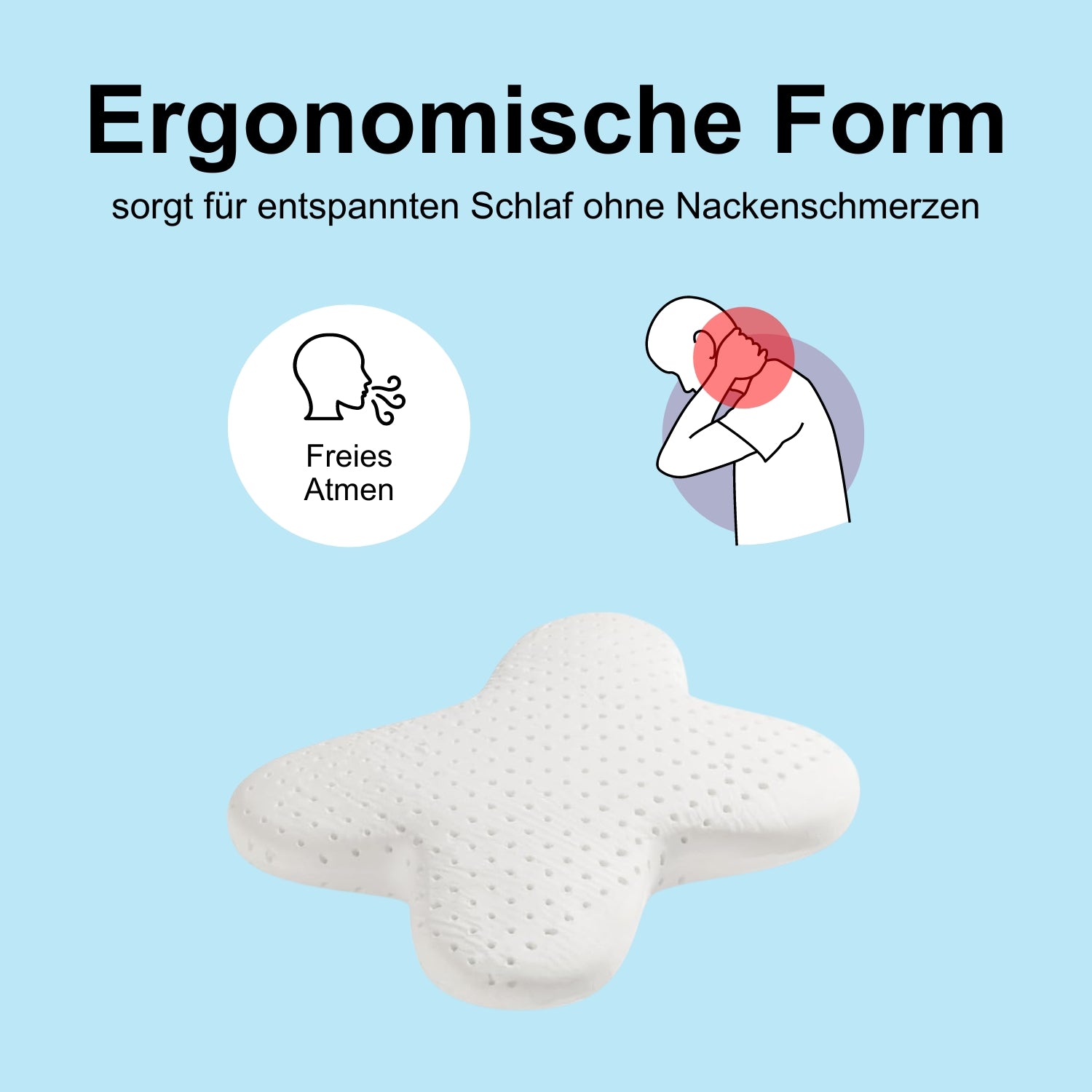 Schmetterling Kopfkissen - Orthopädisches Kissen - 57x45x13cm - gegen Nackenschmerzen - Visco Memory Foam – NY3-03K