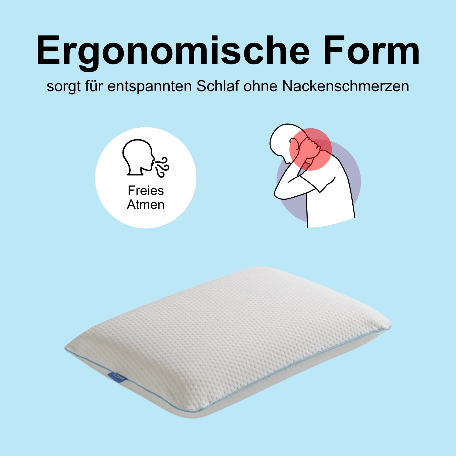 Orthopädisches Kopfkissen - Klassisch - 60x40x12 cm – gegen Nackenschmerzen - Visco Memory Foam – NY2-03K