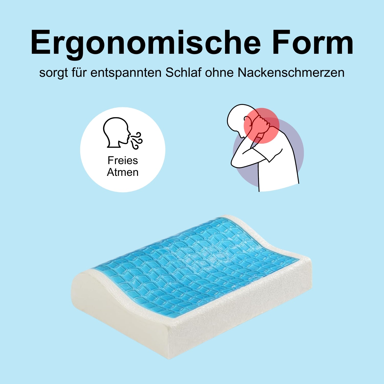 Orthopädisches Kissen mit Gel - 60x40x11/8cm - gegen Nackenschmerzen - Visco Memory Foam – NY5-01K