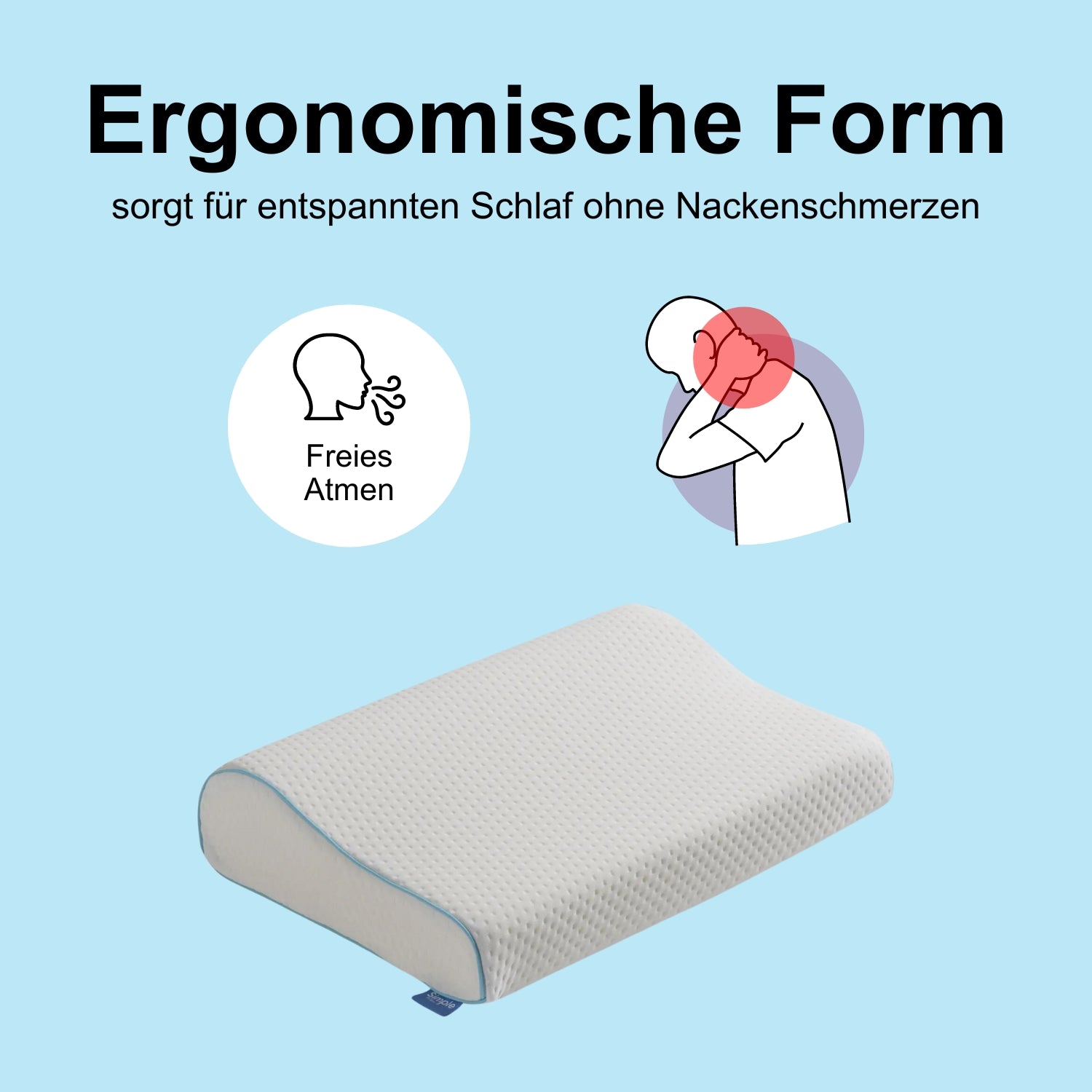 Orthopädisches Nackenstützkissen - 60x40x11/8cm – gegen Nackenschmerzen - Visco Memory Foam - NY1-01K