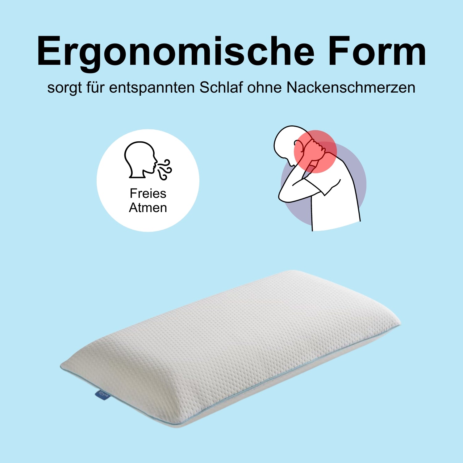 Jumbo-Kopfkissen Classic - 80x40x15cm - gegen Nackenschmerzen - Visco Memory Foam – NY2-04K