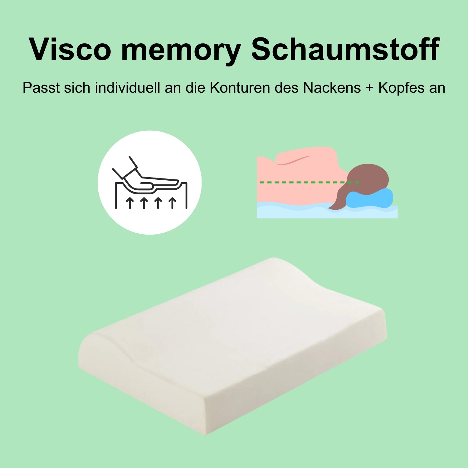 Orthopädisches Nackenstützkissen - 60x40x11/8cm – gegen Nackenschmerzen - Visco Memory Foam - NY1-01K