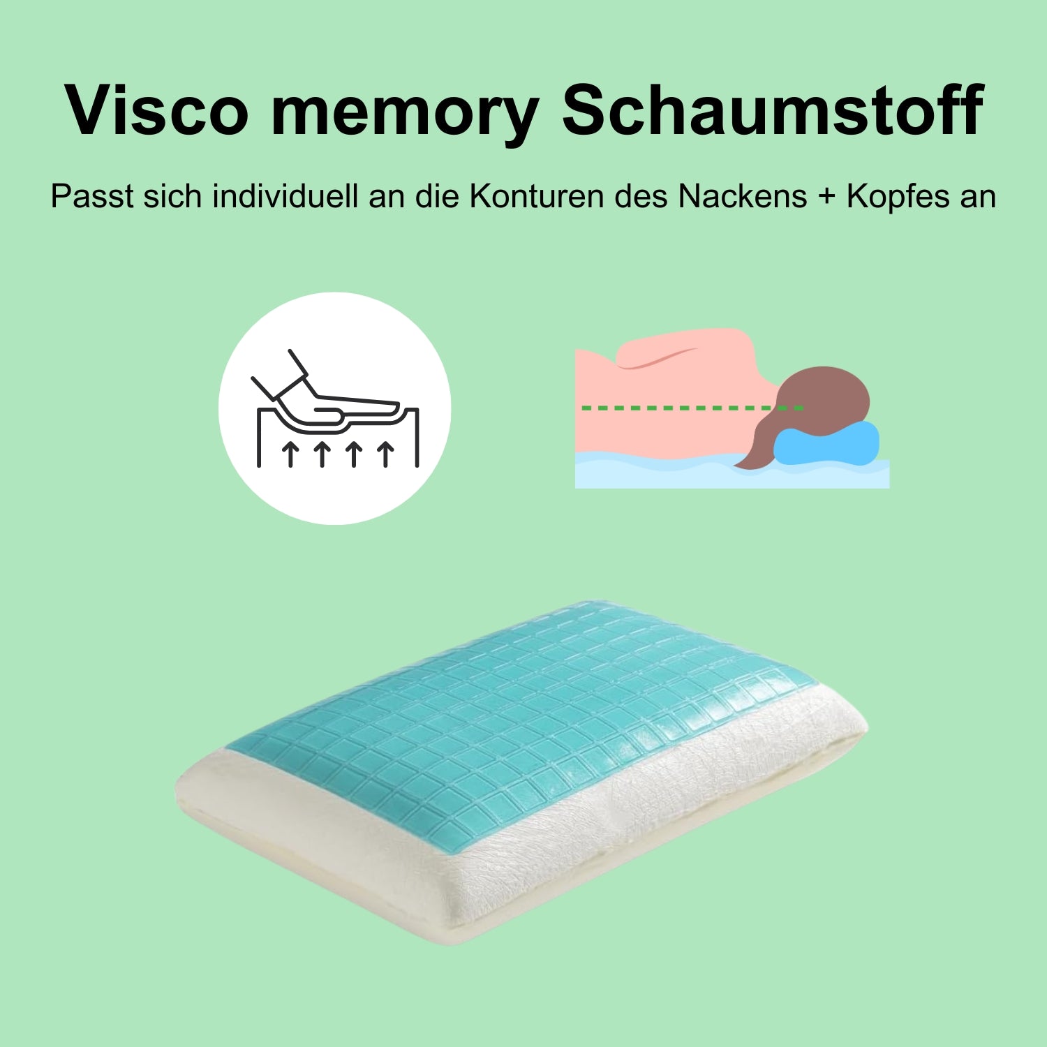 Memory Orthopädisches Kissen mit Gel - 60x40x15cm - gegen Nackenschmerzen - Visco Memory Foam – NY5-07K