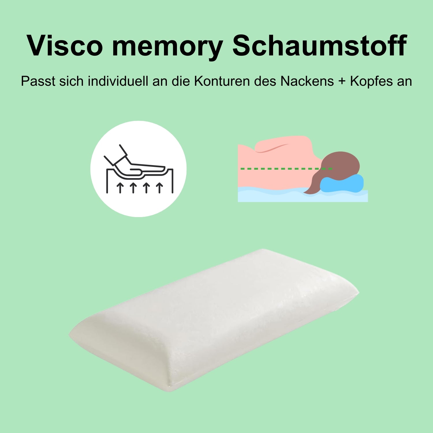 Jumbo-Kopfkissen Classic - 80x40x15cm - gegen Nackenschmerzen - Visco Memory Foam – NY2-04K